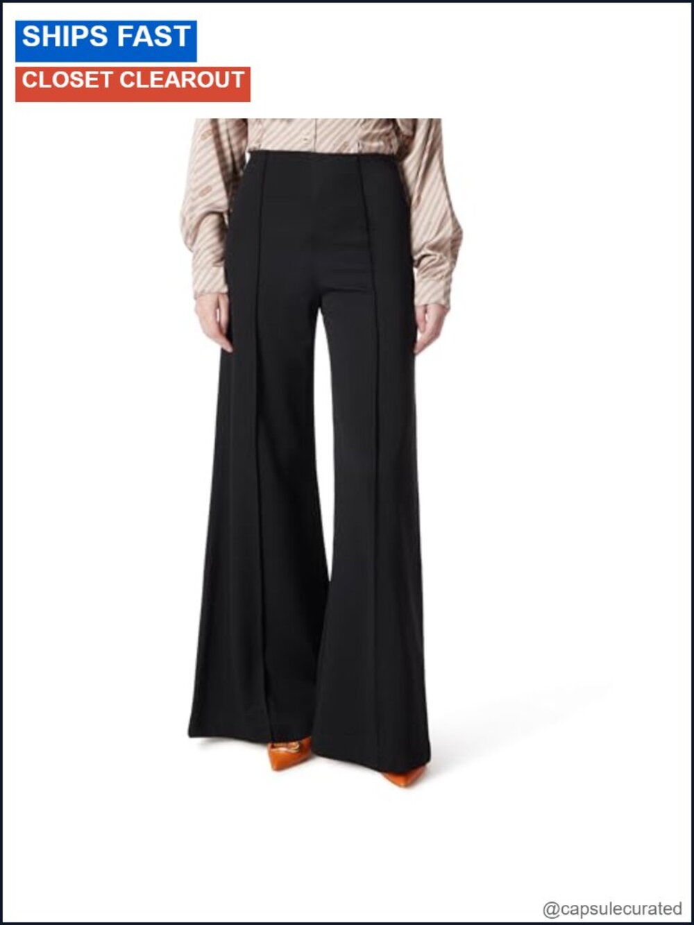 High Rise Pull On Pin Tuck Wide Leg Palazzo Pants Comfort Waist
